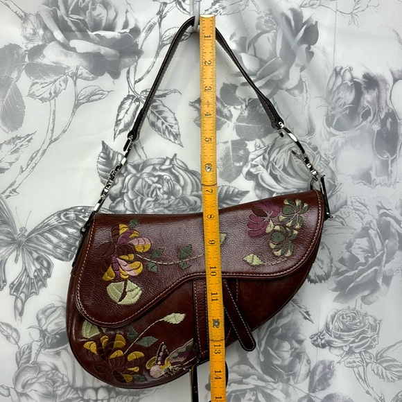 Christian Dior Vintage Y2k Era Brown Leather Embroidered Saddlebag Handbag - Picture 14 of 14
